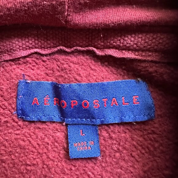 Aeropostale Sweatshirt Mens Large Hoodie Pullover Red Long Sleeve - Picture 3 of 10